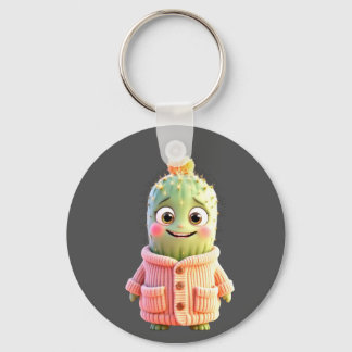 Adorable Cartoon Cactus Character  Key Ring