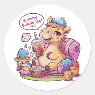 Adorable Cartoon Camel: Cozy, Kawaii Vibes Classic Round Sticker