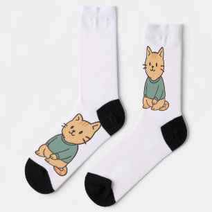 Adorable Cartoon Cat Couple in Cosy Outfits" Socks