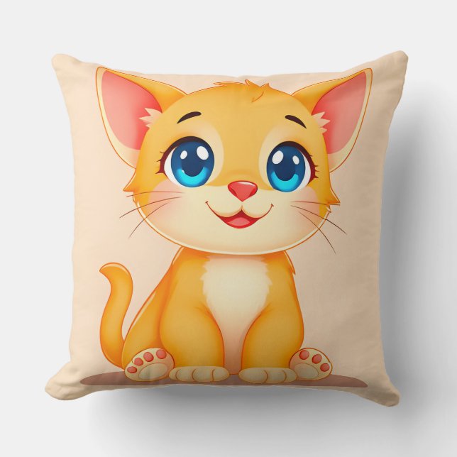 Adorable Cartoon Cat Cushion (Front)