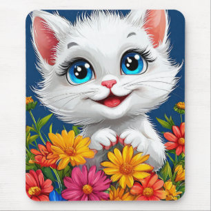Adorable cartoon cat mouse pad