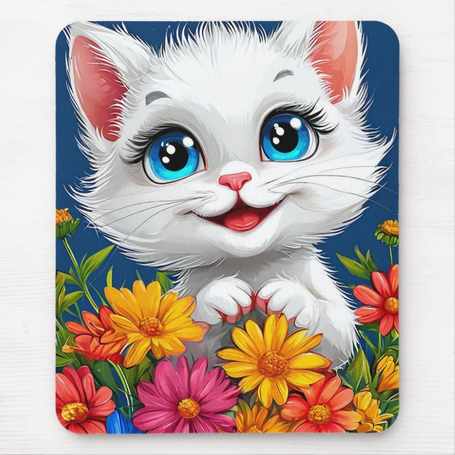 Adorable cartoon cat mouse pad (Front)