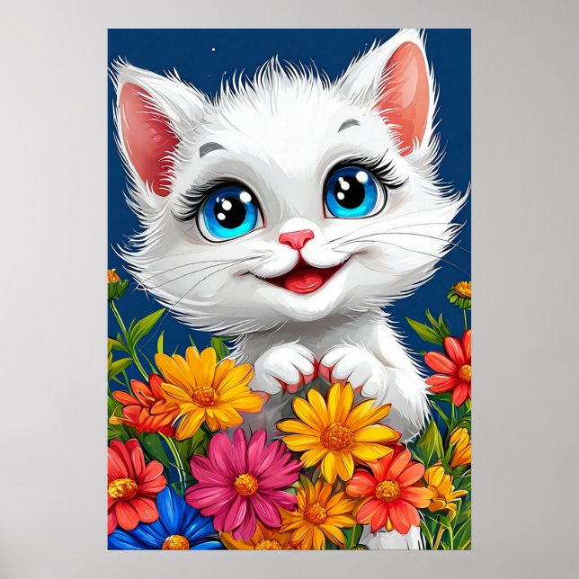 Adorable cartoon cat poster (Front)
