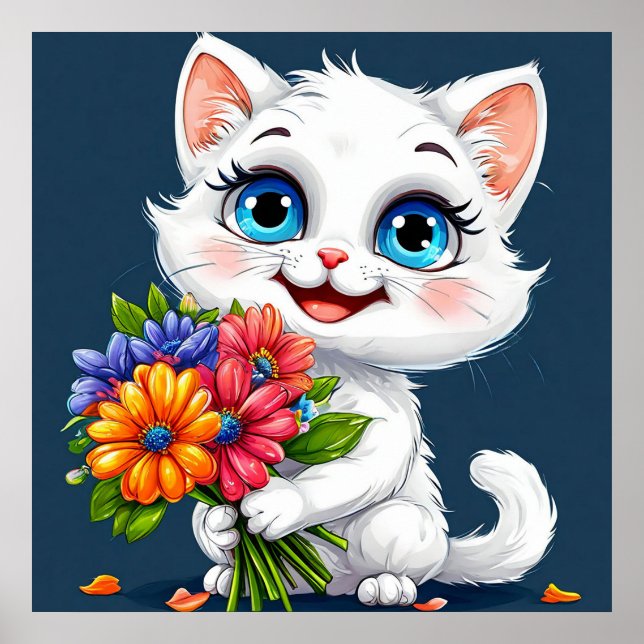 Adorable cartoon cat poster (Front)