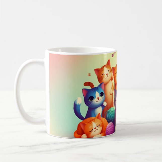 Adorable Cartoon Cats  Coffee Mug (Left)