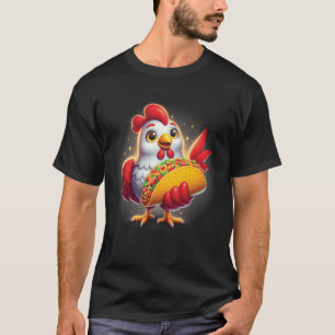 Adorable Cartoon Chicken Holding Taco Funny Tacos T-Shirt