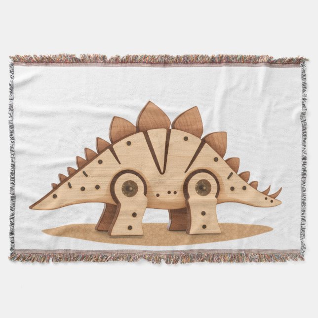 Adorable Cartoon Dinosaur Decorative Plaid Throw Blanket (Front)