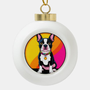 Adorable Cartoon Dog Ceramic Ball Christmas Ornament