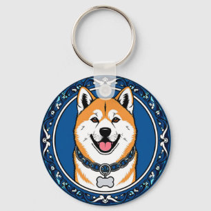 Adorable Cartoon Dog Illustration Key Ring