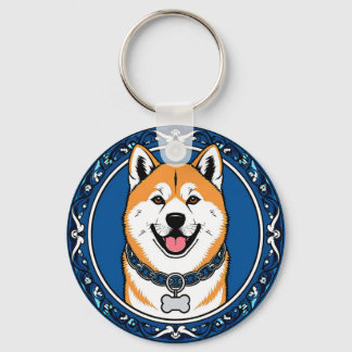 Adorable Cartoon Dog Illustration Key Ring