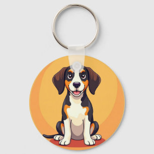 Adorable Cartoon Dog Illustration Key Ring