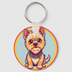 Adorable Cartoon Dog Illustration Key Ring