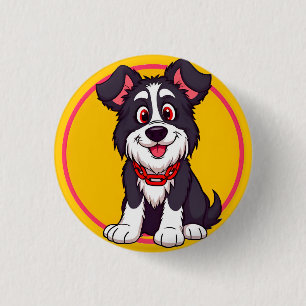 Adorable Cartoon Dog Smiling Cheerfully 3 Cm Round Badge