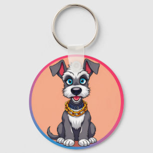 Adorable Cartoon Dog Smiling Cheerfully Key Ring