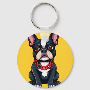 Adorable Cartoon Dog Wearing a red Chain Key Ring