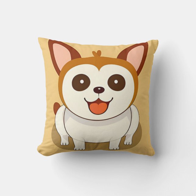 Adorable Cartoon Dog With Cheery Expression Cushion (Front)