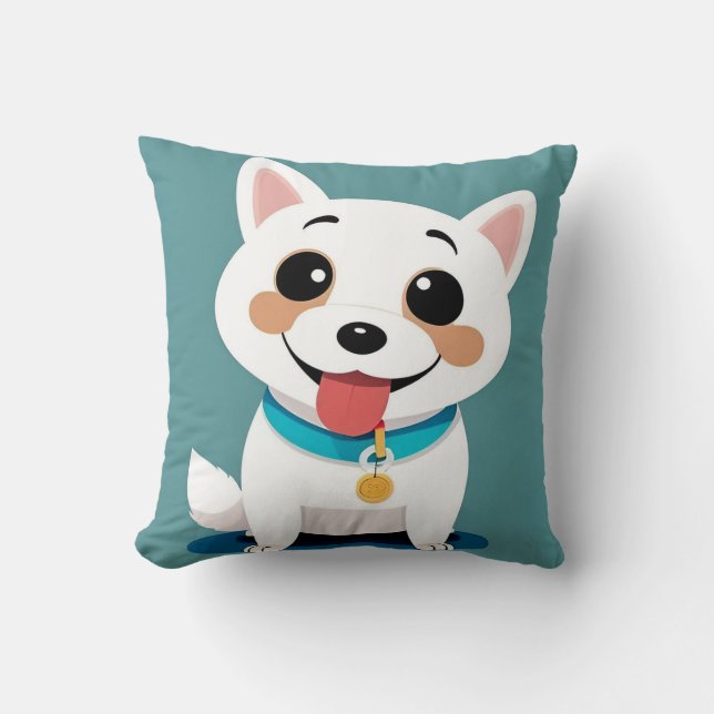 Adorable Cartoon Dog With Cheery Expression Cushion (Front)