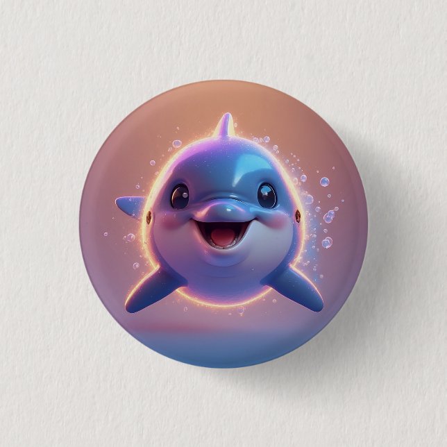 Adorable Cartoon Dolphin 3 Cm Round Badge (Front)