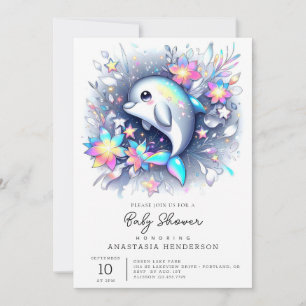 Adorable Cartoon Dolphin Baby Shower  Invitation
