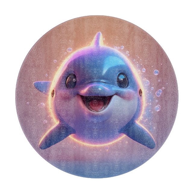 Adorable Cartoon Dolphin Cutting Board (Front)