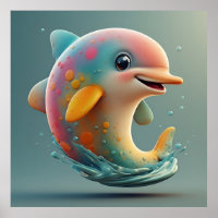 Adorable Cartoon Dolphin