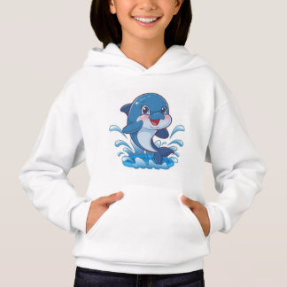 "Adorable Cartoon Dolphin Splashing in Joy"