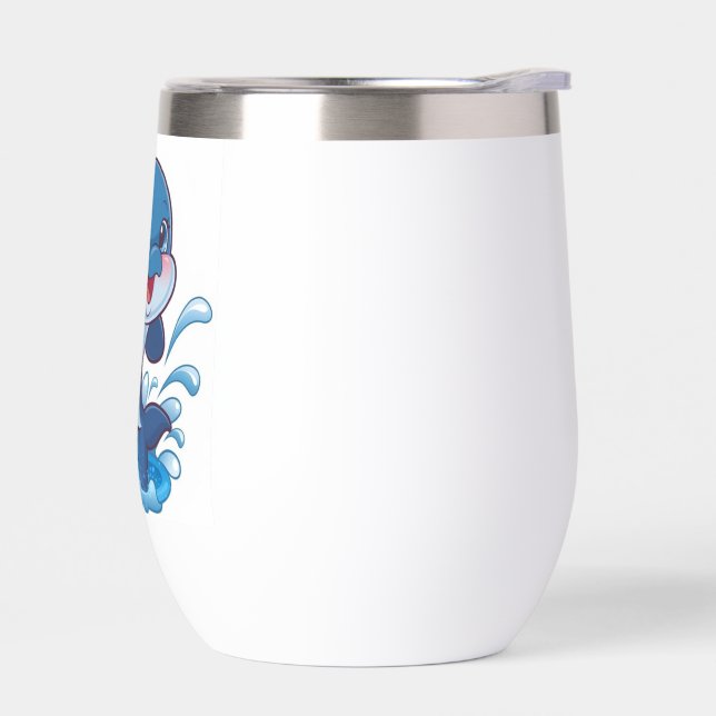 "Adorable Cartoon Dolphin Splashing in Joy" (Left)