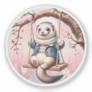 Adorable Cartoon Domestic Ferret