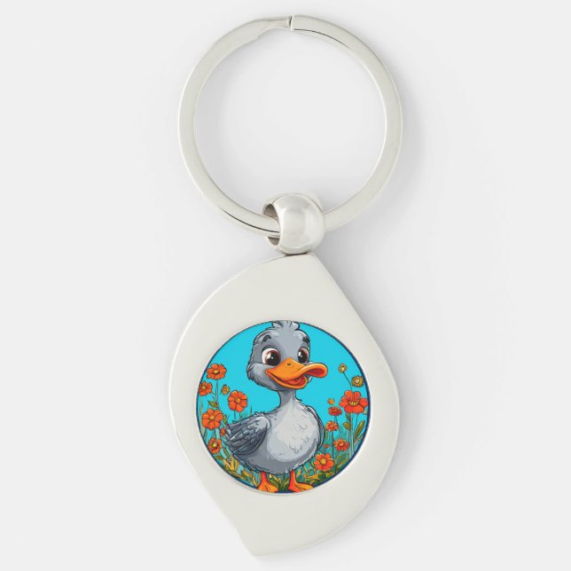 Adorable cartoon duckling key ring (Front)