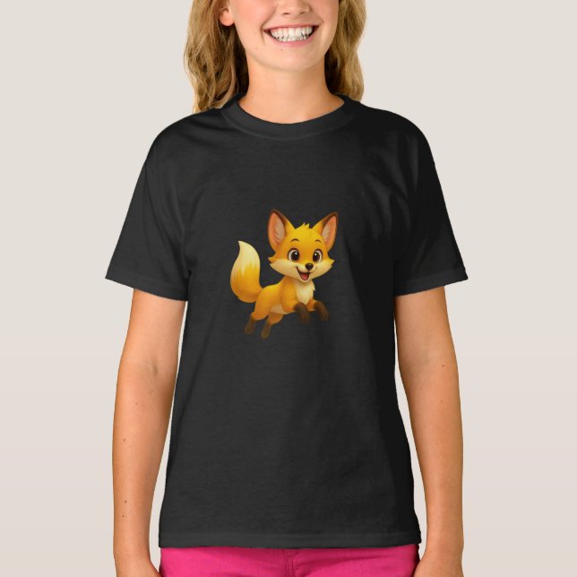 Adorable Cartoon Fox Illustration – Cute Playful A T-Shirt (Front)