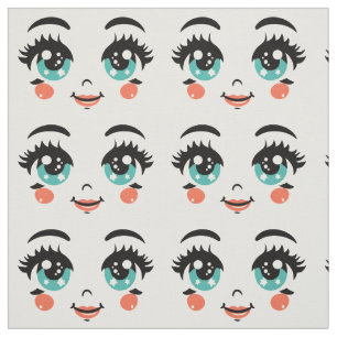 Adorable cartoon girl doll happiness face art fabric