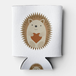 Adorable Cartoon Hedgehog Holding a Heart Can Cooler