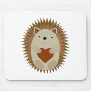 Adorable Cartoon Hedgehog Holding a Heart Mouse Pad