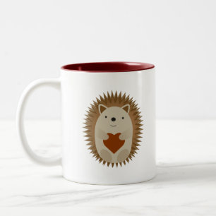 Adorable Cartoon Hedgehog Holding a Heart Two-Tone Coffee Mug