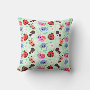 Adorable Cartoon Insects and Flowers Cushion