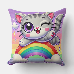 Adorable Cartoon Kitten Jumping Cushion