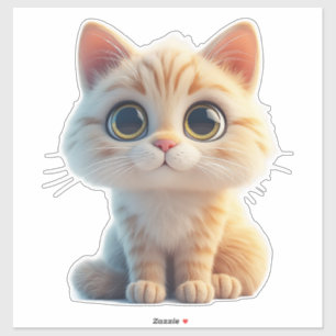 Adorable Cartoon Kitten With Big Eyes