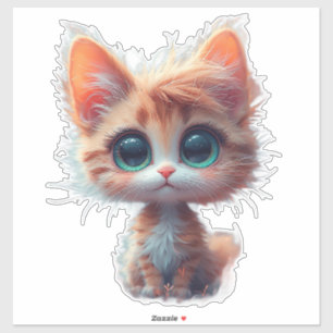 Adorable Cartoon Kitten With Big Eyes