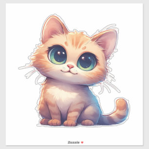 Adorable Cartoon Kitten With Big Eyes