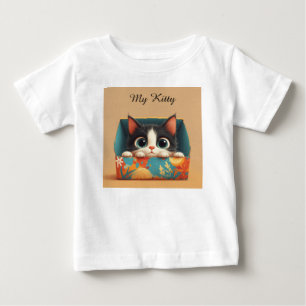 Adorable Cartoon Kitten With Big Eyes Baby T-Shirt