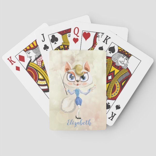 Adorable Cartoon Kitty,Bokeh-Personalised Playing Cards (Back)