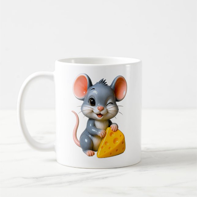 Adorable Cartoon Mouse Coffee Mug (Left)
