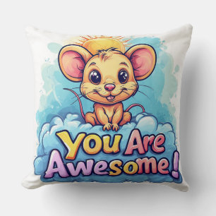 Adorable Cartoon Mouse Sitting on a Cloud Cushion