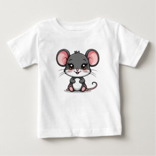 Adorable Cartoon Mouse with Big Ears Baby T-Shirt