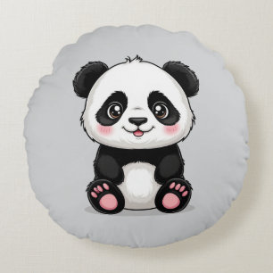 Adorable Cartoon Panda Round Cushion