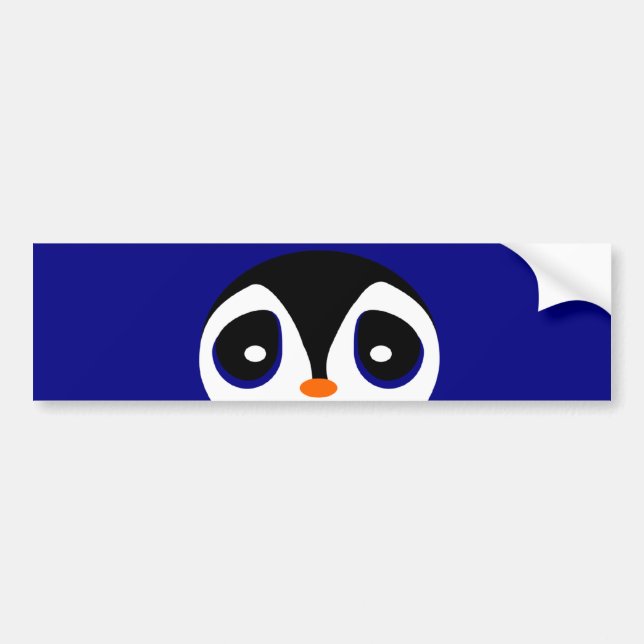 Adorable Cartoon Peeking Penguin Bumper Sticker (Front)