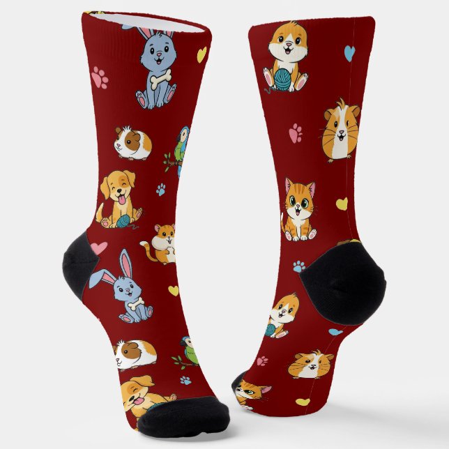 Adorable Cartoon Pet Pattern Socks (Angled)