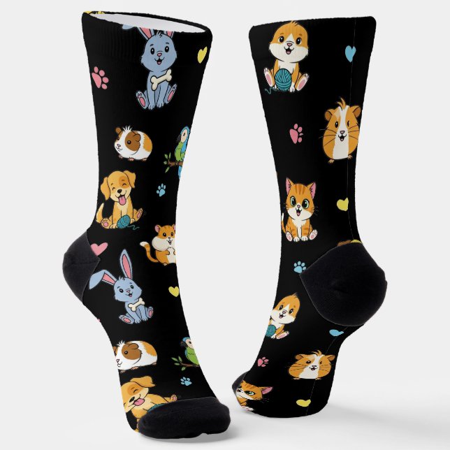 Adorable Cartoon Pet Pattern Socks (Angled)