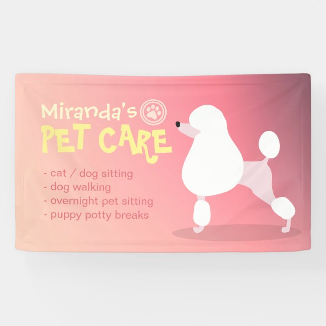 Adorable Cartoon Poodle Dog Illustration Pet Care Banner (Horizontal)