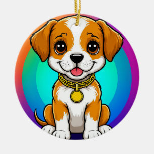 Adorable Cartoon Puppy Ceramic Ornament